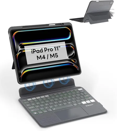 Miniatura 13 de EIP Funda con teclado Bluetooth para iPad de 10.2 pulgadas (7ª/8ª/9ª generación) y iPad Air de 10.5 pulgadas (3ª generación), funda magnética
