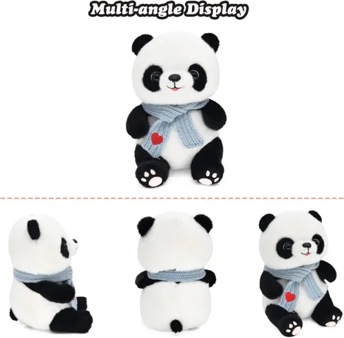Miniatura 2 de Muñecas de panda de 9.8 pulgadas con bufanda de corazón de amor, juguetes de peluche suaves de animales de peluche, regalos de cumpleaños para Azul