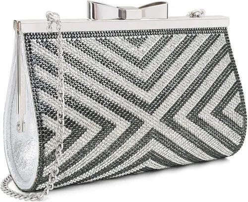 Miniatura 11 de Bolso de mano de noche para cóctel, baile de graduación, cristales brillantes con diamantes de imitación para novia y dama de honor, boda, fiesta