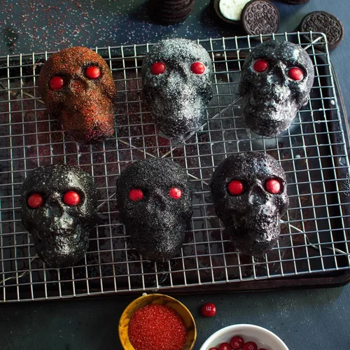 Miniatura 5 de Molde de silicona para pastel de calavera de Halloween, molde de silicona 3D de calavera pirata de 6 cavidades, adecuado para pan, pastel de mousse
