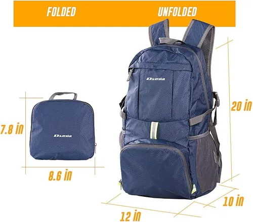Miniatura 3 de Mochila plegable ligera de 35L impermeable duradera para senderismo mochila de viaje Azul marino