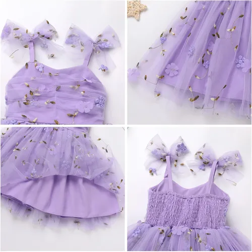 Miniatura 176 de IMEKIS Vestido de princesa de cumpleaños para niña pequeña, confeti brillante, bohemio, arco iris, pastel, sesión de fotos, traje para 1-6T