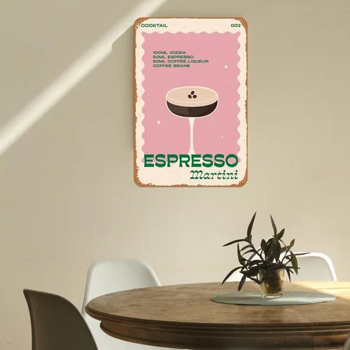 Miniatura 4 de Arte de pared Espresso Martini – Cartel de metal retro de cóctel para decoración de bar del hogar, regalos de Martini expreso, arte de Martini