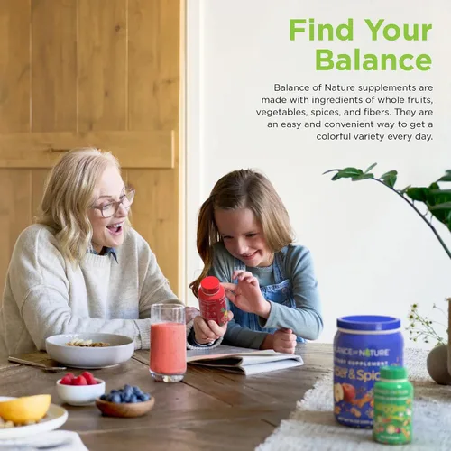 Miniatura 5 de Balance of Nature Whole Health System - Frutas y verduras integrales y suplementos de fibra y especias - 30 porciones cada una