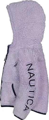 Miniatura 2 de Nautica Sudadera con logotipo para niña, sudadera con capucha de forro polar con cremallera frontal completa y bolsillos