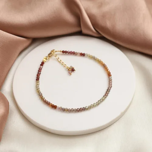Miniatura 104 de Gempires - Pulseras de cuentas de piedras preciosas hechas a mano, ligeras, de cristal, para uso diario, hipoalergénicas, de 8 pulgadas, chapadas