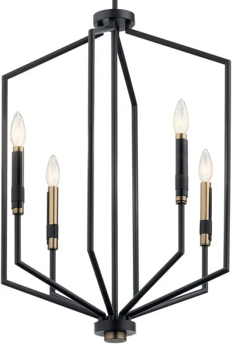 Miniatura 4 de Kichler Armand - Colgante de vestíbulo de 27 pulgadas con 4 luces en acabado negro y bronce
