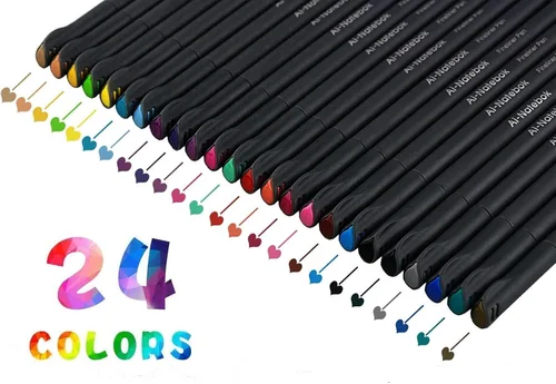 Miniatura 4 de ai-natebok Fineliner - Juego de bolígrafos de color de punta fina de 0.015 in, bolígrafos de dibujo porosos, suministros de diario, perfecto