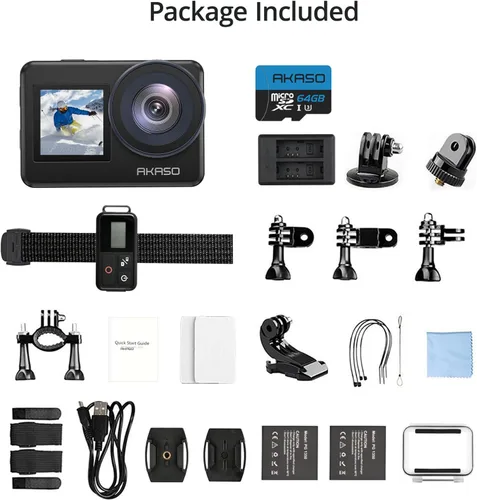 Miniatura 8 de AKASO Brave 7 Cámara de acción 4K30FPS 20MP con tarjeta de memoria MicroSDXC U3 de 64 GB, cámara impermeable con pantalla táctil IPX8 33 pies EIS