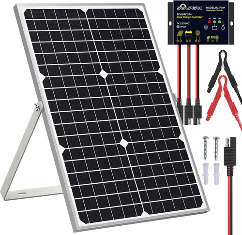 Miniatura 11 de SOLPERK 30 W Cargador de batería solar + Mantenedor de batería solar + Controlador de carga MPPT de 10 A de actualización + Soporte de montaje