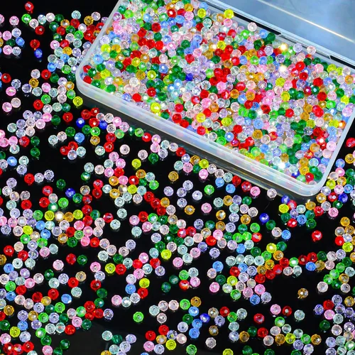 Miniatura 68 de 800 cuentas redondas de cristal de 0.236/0.396/0.394 pulgadas para joyas de bricolaje, ideales para pulseras, collares, colgantes y proyectos