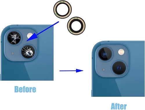 Miniatura 4 de Juego de 2 fundas de repuesto para lente de cámara trasera para iPhone 13/iPhone 13 Mini, antiarañazos y resistentes al agua, fundas de lente