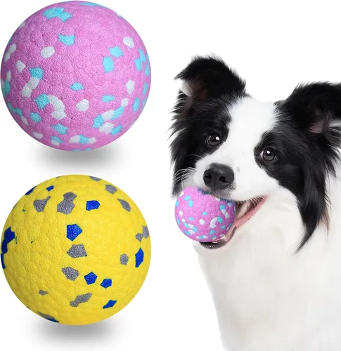 Miniatura 10 de Paquete de 2 pelotas hinchables para perros, juguetes indestructibles de 3 pulgadas para masticadores agresivos, pelotas de tenis alegres al aire