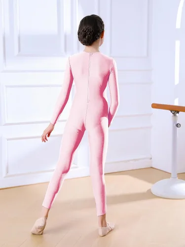 Miniatura 5 de Unitardo de manga larga de cuerpo completo para niñas de una pieza para gimnasia y danza