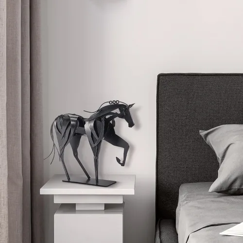 Miniatura 4 de SunBlogs Art Estatua de caballo hecha a mano - Decoración rústica única para oficina y hogar - Escultura de metal pintada a mano - Regalo artesanal