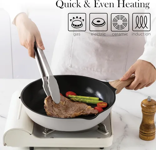 Miniatura 4 de Country Kitchen Juego de ollas y sartenes antiadherentes, juego de utensilios de cocina de aluminio fundido con utensilios, juego de cocina