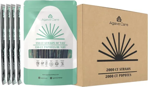Paquete de 2000 pajitas envueltas biodegradables de 9.85 pulgadas fabricadas con fibras de agave, una opción natural respetuosa con el medio