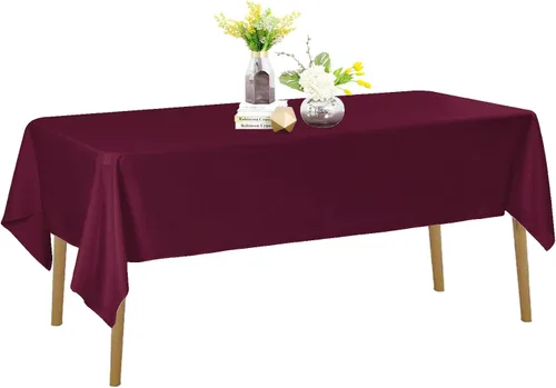 Miniatura 32 de Mantel de poliéster lavable de 90 pulgadas, resistente a las manchas y a las arrugas, mantel decorativo para mesa de comedor, fiestas de bufé y Negro