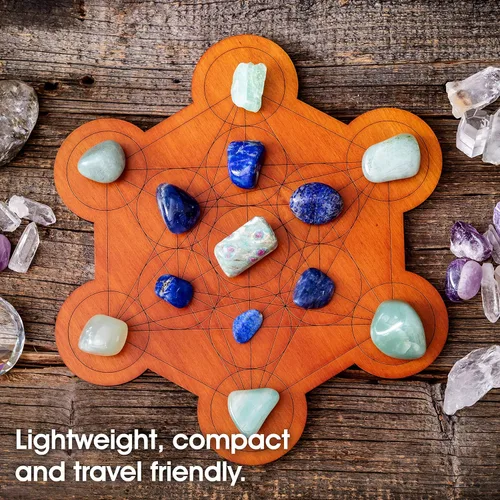 Miniatura 6 de Tablero de rejilla de cristal para piedras, cubo de Metatrón de 10 pulgadas de diámetro, tablero de geometría sagrada, amplifica el poder de tus