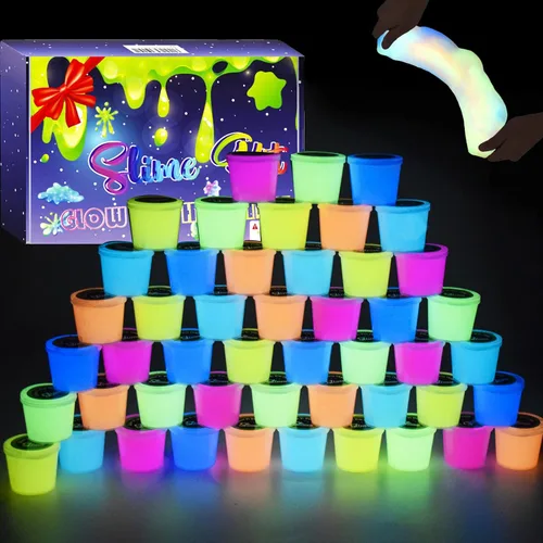 Paquete de 48 juguetes de limo Galaxy Slime, que brilla en la oscuridad, recuerdos de fiesta para niñas y niños, no pegajosos, súper suaves,
