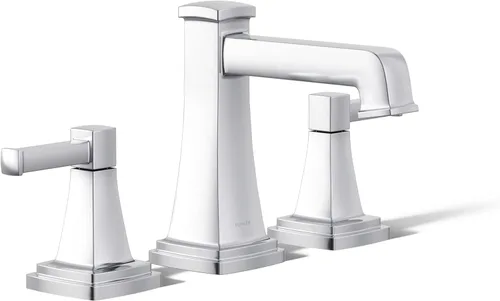 Miniatura 31 de KOHLER K-27399-4K-2MB Riff - Grifo de lavabo de baño amplio, grifos de baño de 3 agujeros con drenaje clicker, 1.0 GPM, latón moderno cepillado