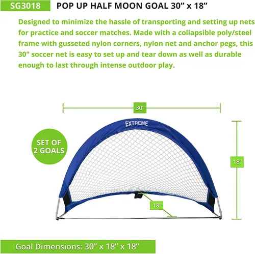 Miniatura 2 de Champion Sports Portable Pop-Up Soccer Goals (Set of 2) – Durable Folding Nets for Training, Backyard Games & Practice, Multiple Sizes