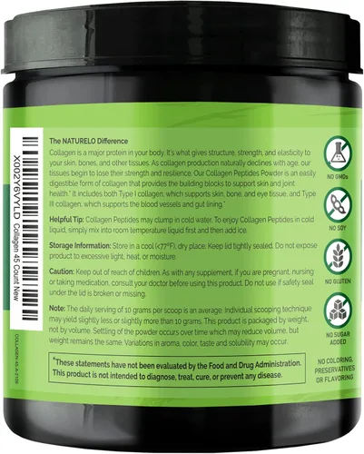 Miniatura 4 de NATURELO Whole Food Beauty Multivitamínico, 60 unidades de péptido de colágeno en polvo, 45 porciones