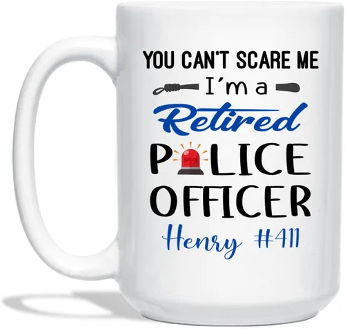 Miniatura 18 de Taza de café personalizada con nombre de oficial de policía en progreso, con nombre de oficial de policía estudiantil, taza de cerámica blanca