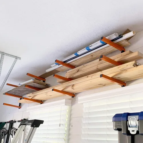 Miniatura 2 de Ultrawall Organizador de madera de montaje en pared y estante de metal para almacenamiento de madera con 3 niveles