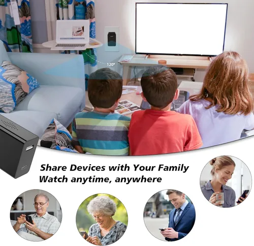 Miniatura 8 de NJINALW Cámara de carga inteligente inalámbrica, mini cámara WiFi HD 1080P con visión nocturna, diseño de doble puerto (USB + tipo C) - Micro cámara