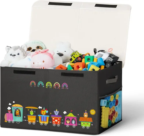 Miniatura 23 de Caja de almacenamiento grande de juguetes de 40 litros con tapa, caja grande de juguetes para niños, niñas y niños, cuarto del bebé y sala de estar
