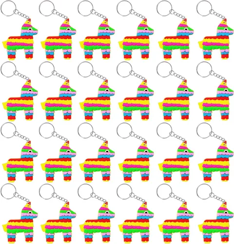 CiciBear Paquete de 24 llaveros de burro de México, decoración de fiesta para invitados, fiesta temática de burro de México, baby shower, fiesta