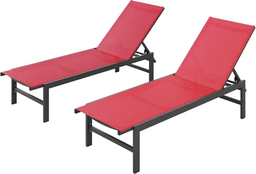 Miniatura 18 de Vexwalx Sillón para exteriores para piscina, tumbonas de aluminio con sillón reclinable de 5 posiciones, silla de patio para patio trasero, junto a