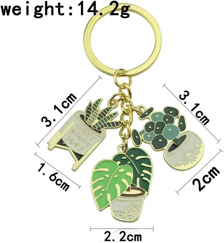 Miniatura 2 de Caiyao Golden Ladies - Llavero con forma de suculenta en maceta, lindo llavero para bolsa, monederos, llaves, accesorios de bricolaje, Verde