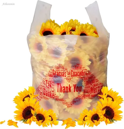 Miniatura 2 de Thank You - Bolsa de plástico para compras, bolsas de mercancía, paquete de 100 bolsas de comestibles reutilizables y desechables de 12 x 6.5 x 20