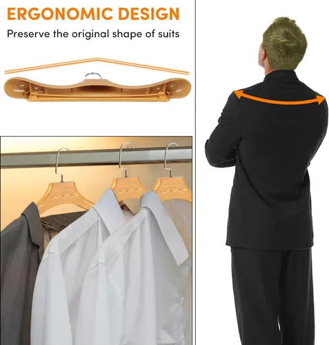 Miniatura 4 de DEDU Perchas de traje para hombre, paquete de 20, ancho de 17.5", perchas de abrigo sin protuberancia en el hombro, antideslizantes para suéteres