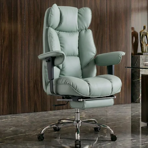 Miniatura 17 de Efomao Silla de oficina grande y alta de 400 libras, silla de escritorio reclinable resistente con reposapiés, silla ejecutiva de piel sintética