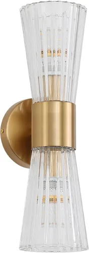 Miniatura 5 de EFINEHOME Apliques de pared modernos de mediados de siglo con pantalla de vidrio de cristal, luces de tocador de baño de 2 luces de vidrio, apliques