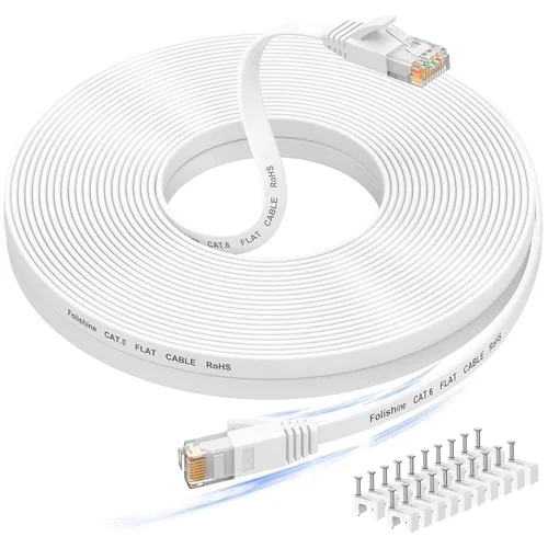 Folishine Cable Ethernet de 60 pies, cable de Internet largo Cat 6e/Cat 6 con conector RJ45 sin enganches, cable de conexión de alta velocidad que