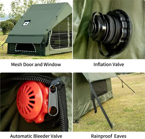 Miniatura 5 de Inflatable Camping Tent with Hand Pump Waterproof Outdoor Blow up Tent 2-8 Person Oxford 4 Season Glamping Air Tent Cabin House with Mesh Windows &