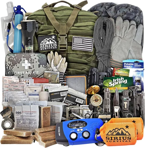 Miniatura 16 de Sirius: Bolsa de Emergencia Precargada - Kit de 72 Horas para 2 Personas - Kit de Supervivencia en Mochila de Emergencia - Mochila Táctica Premium