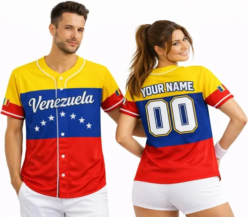 Miniatura 8 de Camiseta de béisbol de Venezuela, número de nombre personalizado, camisa de Beisbol Venezuela, camiseta deportiva de orgullo de la bandera