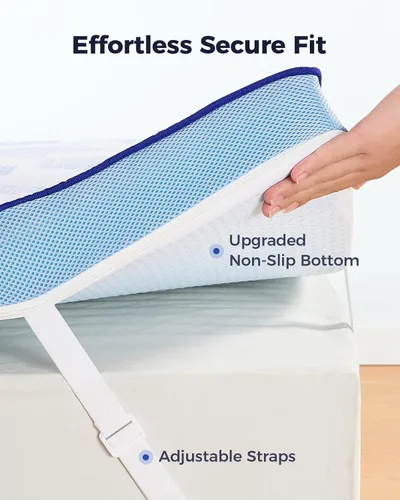 Miniatura 6 de PERLECARE Cubrecolchón firme de espuma viscoelástica de 3 pulgadas para aliviar el dolor de espalda, protector de colchón con funda de bambú