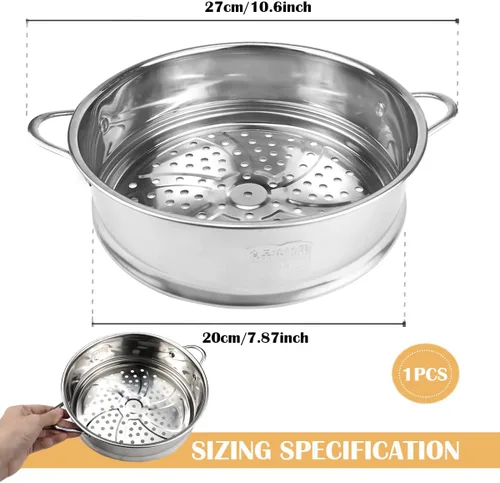 Miniatura 2 de Olla de vapor de acero inoxidable de 7.8 pulgadas de rejilla de cocción redonda para cocina, cesta de vapor para cocina, bollo de albóndigas Dim Sum