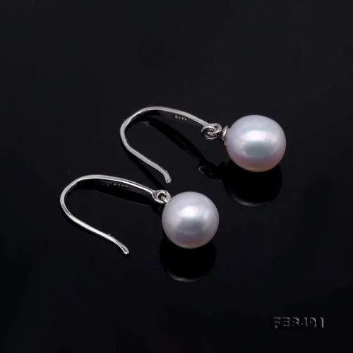 Miniatura 3 de Pendientes de perlas JYX de 0315in para mujer de plata de ley 925 pendientes de gancho de perlas cultivadas de agua dulce blanco AAA