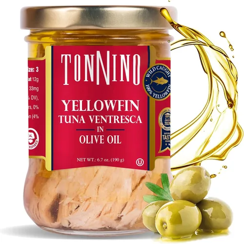 Miniatura 18 de Tonnino Filetes de atún bajos en calorías y sin gluten de aleta amarilla en aceite de oliva, 6.3 onzas, pimienta negra (paquete de 6)