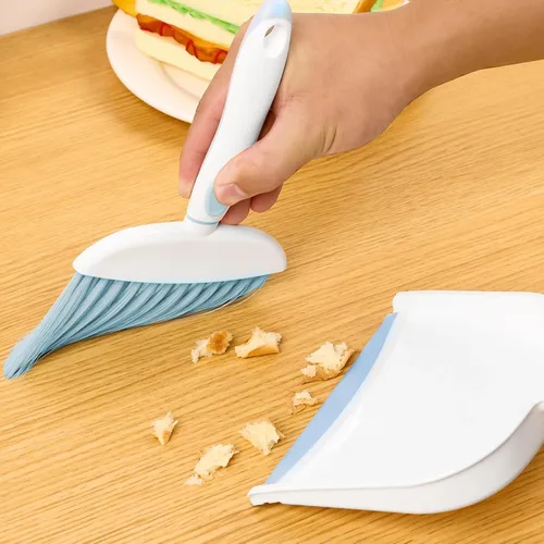 Miniatura 3 de Escoba recogedor cepillo pequeño cacerola: escoba pequeña y recogedor Juego de mini recogedor y cepillo para escritorio, hogar, tienda de campaña