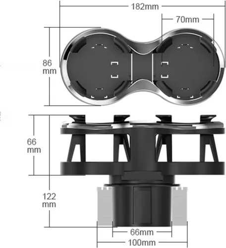 Miniatura 4 de Expansor de portavasos para automóvil, adaptador extensor de portavasos 2 en 1 con base expandible para automóvil