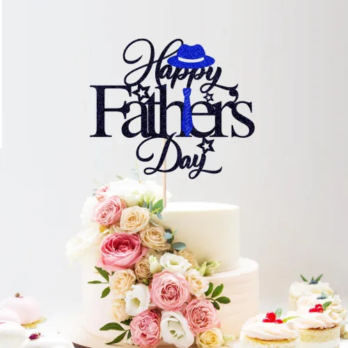 Miniatura 5 de Decoración para tartas con purpurina negra para el día del padre, feliz cumpleaños papá, te amamos papá, decoraciones de fiesta del día del padre