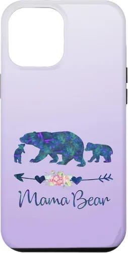 Miniatura 26 de Teal Blue Purple Floral Mama Bear and Two Cubs Silver Purple Case for iPhone 17